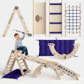 Apollo 5in1 Climbing Set:  Pikler Triangle, Net, Arch, Slide Board, and Cushion for Little Astronauts